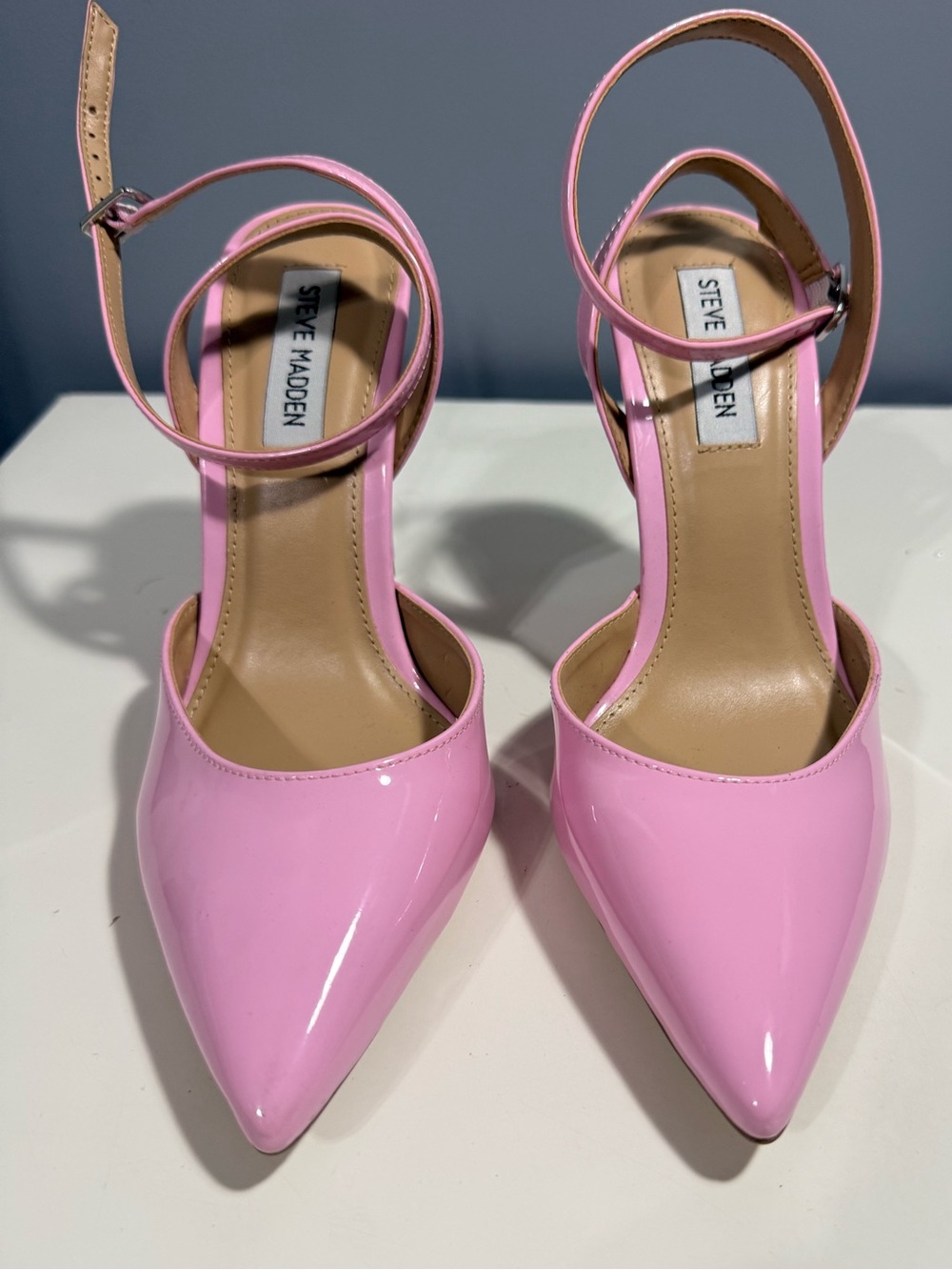 Steve Madden Pink Patent Pointed-Toe Ankle-Strap Pumps Sz 8